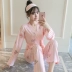 Đồ ngủ kimono Nhật Bản phụ nữ mùa xuân và mùa thu cotton dài tay ngọt ngào và đáng yêu dịch vụ nhà phù hợp với phần mỏng có thể được mặc xuong may do bo Bên ngoài ăn mặc