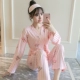 Đồ ngủ kimono Nhật Bản phụ nữ mùa xuân và mùa thu cotton dài tay ngọt ngào và đáng yêu dịch vụ nhà phù hợp với phần mỏng có thể được mặc xuong may do bo