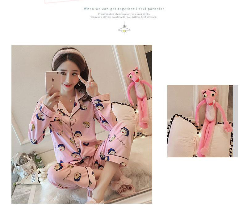 Phiên bản Hàn Quốc của đồ ngủ nữ mùa xuân và mùa thu cotton dài tay ngọt ngào dễ thương dịch vụ tại nhà nữ mùa đông nữ cardigan phù hợp với kích thước lớn áo ngủ 2 dây