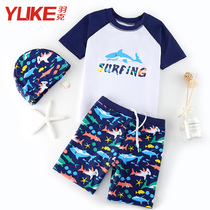 Childrens swimsuit 2021 new boy split middle and large children baby little boy swimsuit student swimming trunks set