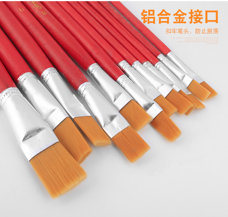 红杆油画笔尼龙毛单支油画笔水粉丙烯绘画颜料笔排笔木质笔刷批发-阿里巴巴