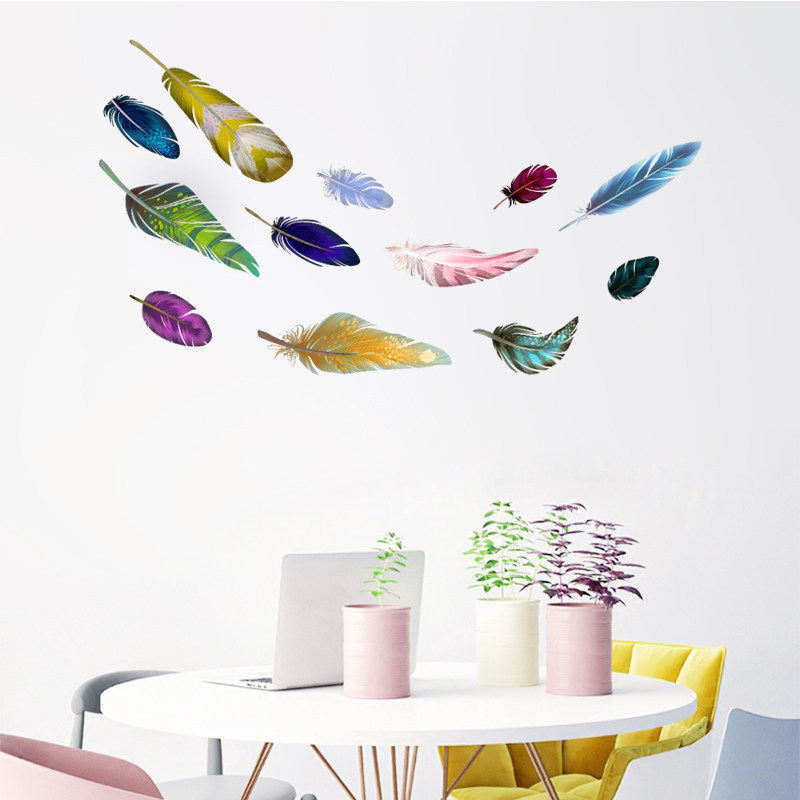 Minimalist Nordic Abstract Feather wall stickers Living room Bedroom Bedroom headboard Self-adhesive wall Wall Decoration Stickers