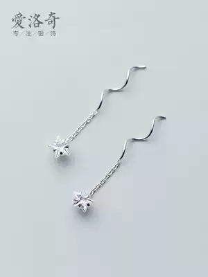 Love Rocky S925 Silver Star ear refining female Korean version of hipster Diamond five-pointed star wave sweet star ear ornaments