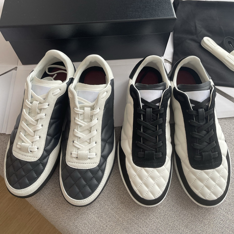 【Din Version】Chanel-Style Panda Color-Blocked 26S German Training Shoes for Women, Quilted Tennis Shoes, Chanel-Style Casual Sneakers 【Din Version】Chanel-Style Panda Color-Blocked 26S German Training Shoes for Women, Quilted Tennis Shoes, Chanel-Style Casual Sneakers