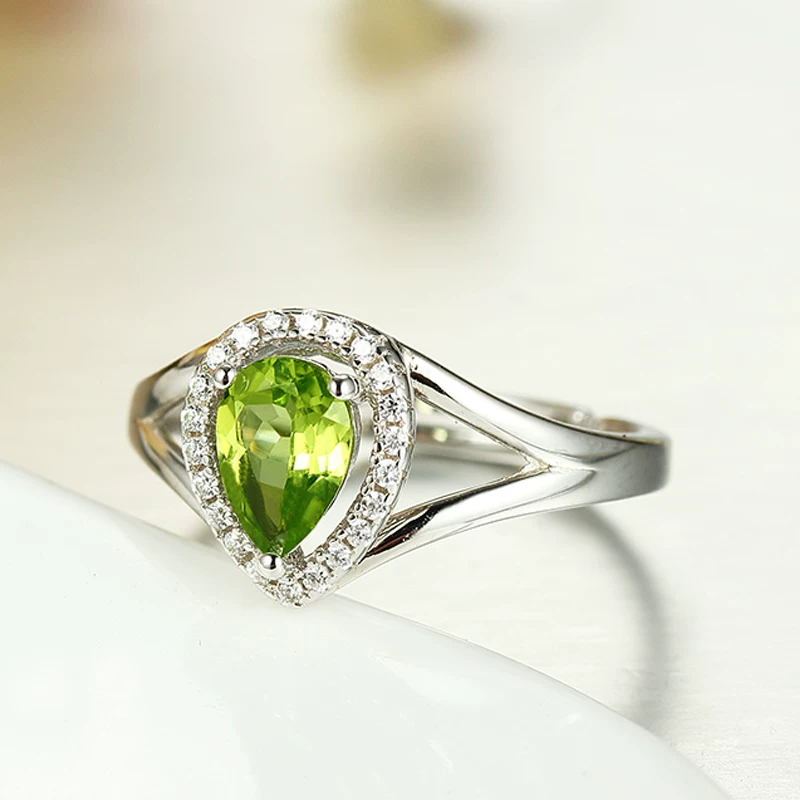 Organic ring with stone, fashionable trend accessory for St. Valentine's Day, with gem, silver 925 sample, Birthday gift