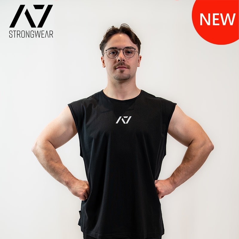 A7 Sleeveless Tank Vest, Black, Loose Fit, Breathable, Imported from the Usa, for Powerlifting, Squats, Bench Press, Deadlifts