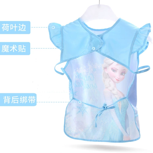 Дисней, детский водонепроницаемый нагрудник без рукавов для еды для детского сада, фартук, сзади на завязках, с карманом