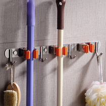 Stainless steel mop clip kitchen corner broom rack household wall-mounted hook balcony non-perforated strong adhesive hook