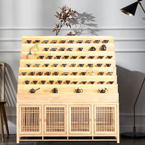 Tea art family New Chinese style display Modern simple shopping mall Hotel exhibition hall Entrance side cabinet locker Solid wood cabinet