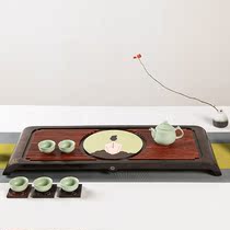 Tea art family Black sandalwood Black sandalwood Bahua solid wood tea plate Hand-painted Kung Fu bubble table plate seat tea tray Household