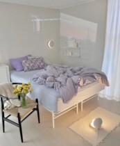 The princess on the run He Hao ins blogger with the same purple four-piece set of pure cotton cotton quilt cover spring bedding girl