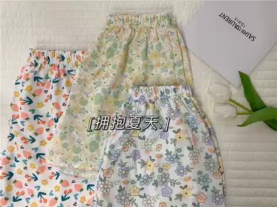 Hug summer hehao soft skin-friendly double-layer yarn Cotton pajama pants shorts cool home pants floral women Summer