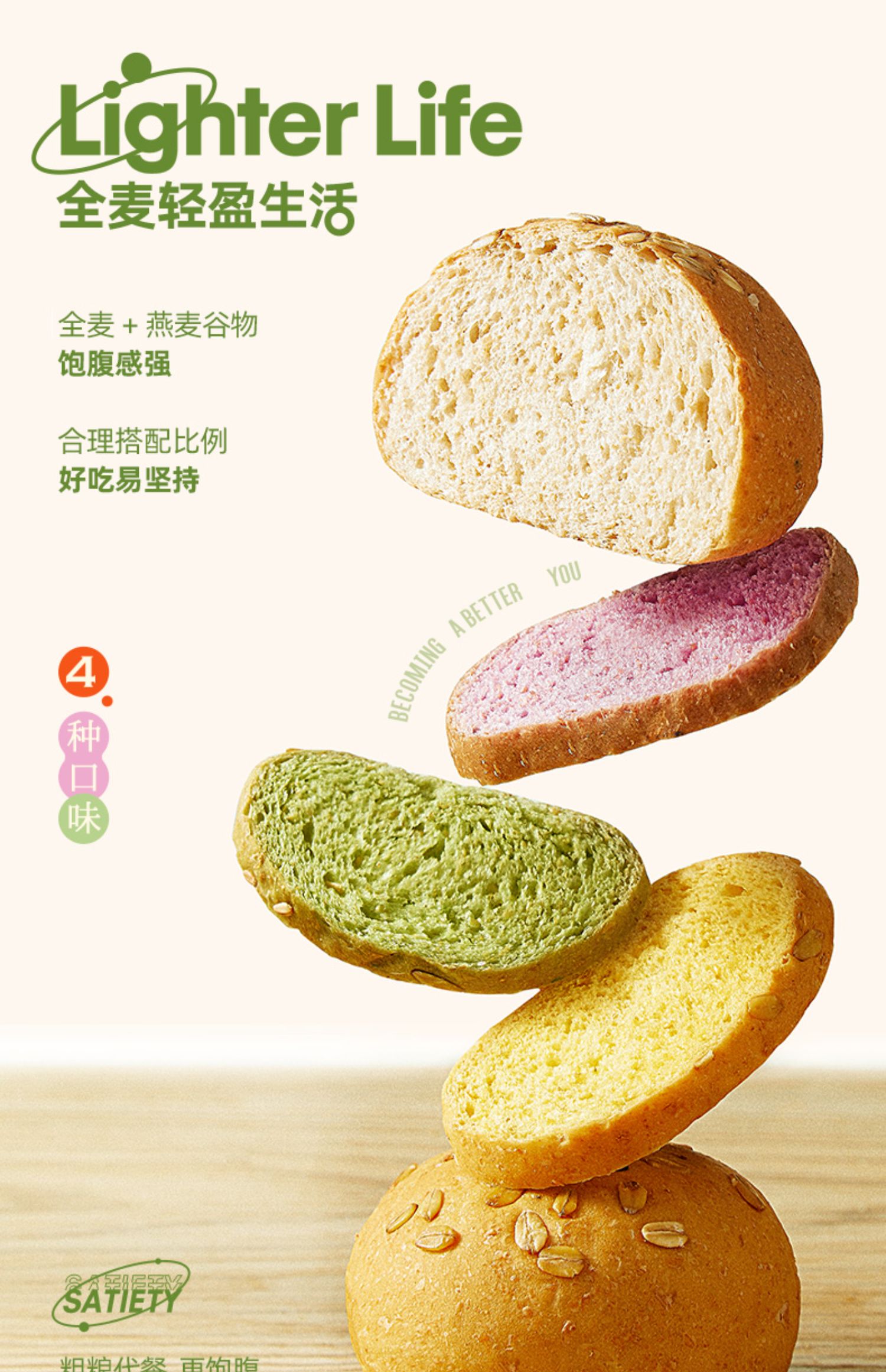 【18个装】粮悦大吃兄代餐全麦欧包