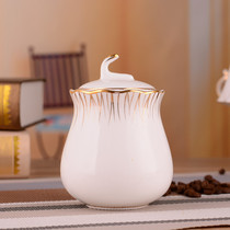 Handsketching Bone China Porcelain Coffee Sugar Jars Home Ceramic Coffee Sugar Vat Creative Palace Coffeemaker Assorted Sugar Jars