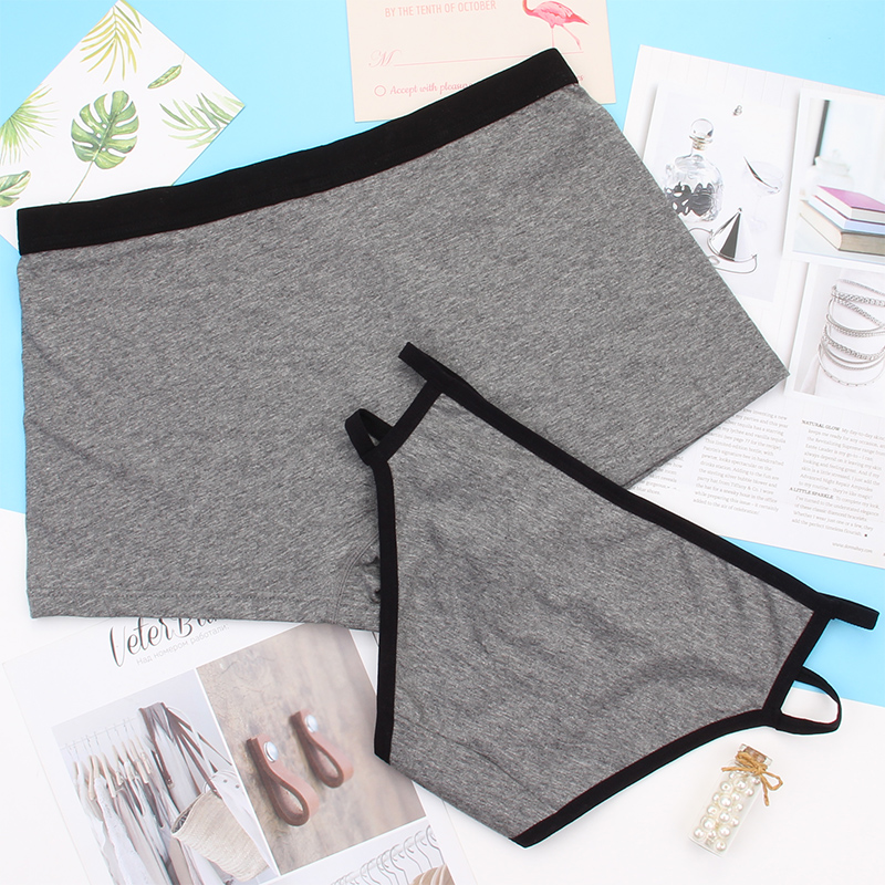Đồ lót cặp vợ chồng Cotton sáng tạo đơn giản nam boxer nữ tam giác cotton cá tính 裆 Quần 2 tải do lot