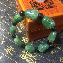 Auction from one dollar Xinjiang Hetian jade Jasper bracelet Bergamot hollow carving handmade Fushou melon bead hand string