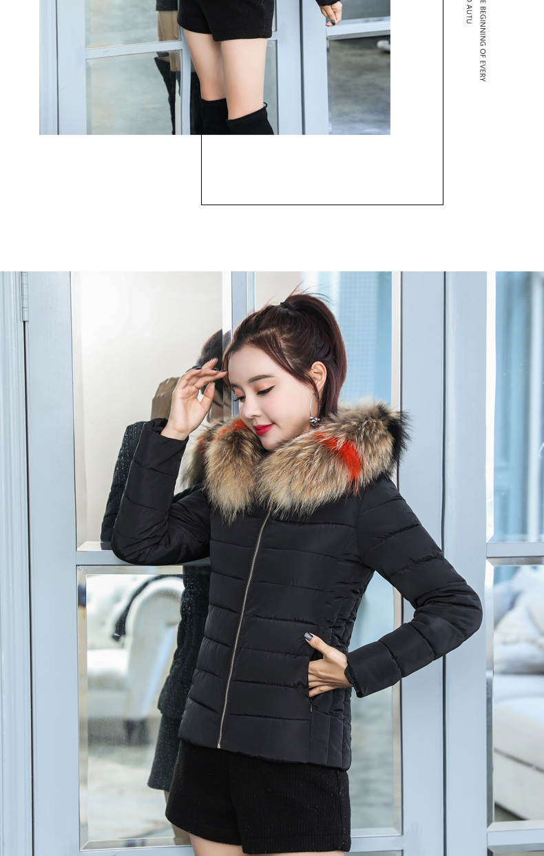 Quần áo cotton mới 2018 phiên bản Hàn Quốc của người lớn tự trồng lông cổ áo ngắn lông mùa đông dày xuống áo khoác cotton bông áo khoác thủy triều áo phao lót lông