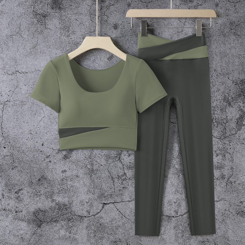 Yoga Clothes, Summer Thin Short-Sleeved Tight-Fitting Breathable High-End Beautiful Back Professional Morning Running Sports Fitness Suit for Women Yoga Clothes, Summer Thin Short-Sleeved Tight-Fitting Breathable High-End Beautiful Back Professional Morning Running Sports Fitness Suit for Women