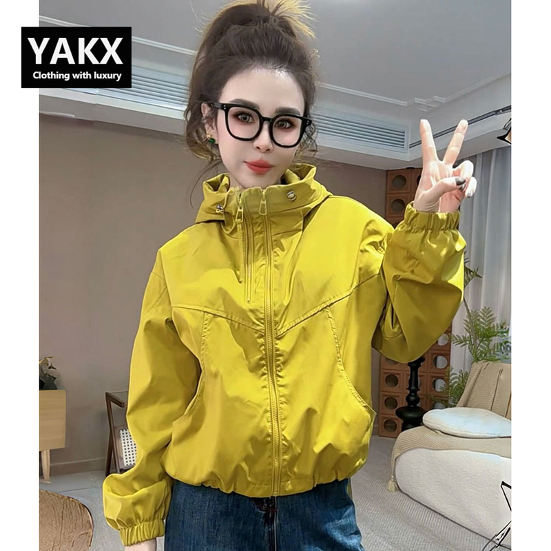 European Style Short Hooded Double-Zipper Windbreaker Jacket for Women, 2026 New Popular Autumn Outfit Jacket Top European Style Short Hooded Double-Zipper Windbreaker Jacket for Women, 2026 New Popular Autumn Outfit Jacket Top