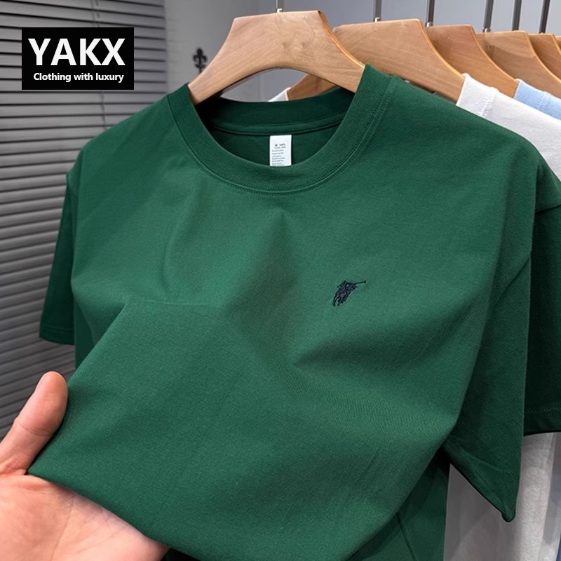 High-End Paul Pure Cotton Short-Sleeved T-Shirt for Men, Summer 2026 New Style, Loose Round Neck, Solid Color Half-Sleeve Top for Men