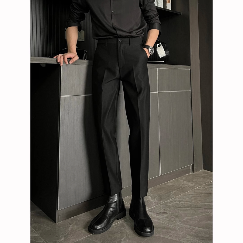 Naples Black Straight-Leg Dress Pants for Men, Spring, Autumn, and Summer Thin Style, 2026 New Model, Cool and Casual Men's Trousers