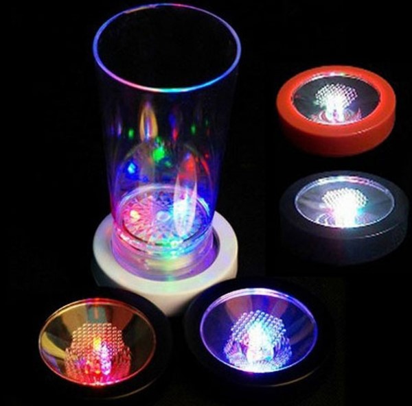 Creative LED luminous coaster round gravity sensor battery color gradient light coaster wine coaster bar supplies