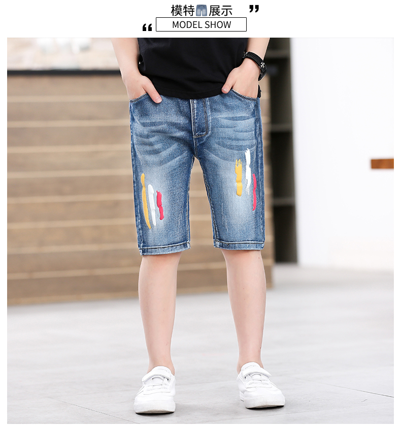 2018 quần áo trẻ em mùa hè mới của cậu bé quần mùa hè phần mỏng quần short denim trẻ em trong các trẻ em lớn Hàn Quốc phiên bản của năm quần