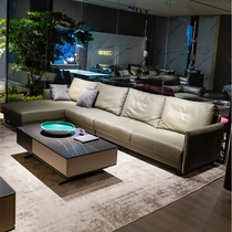 Tripod Joyful Minimalist Light Luxury Leather Sofa Tech Cloth Living-room Combo Modern Bull Leather Down Corner Sofa