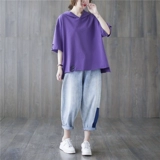 Утечка чистого склада ~ Стрза с ракурсом из хвоста одиночной иностранной торговли женская европейская личность груза разорванное свитер с капюшоном, T -мала, короткая маленькая рубашка