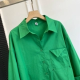 Брендовая зеленая рубашка, куртка, свободный крой, длина миди