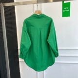 Брендовая зеленая рубашка, куртка, свободный крой, длина миди