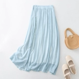 Новая двухслойная льняная юбка из тенселя в китайском стиле с кисточками для женщин, летняя супер-волшебная драпированная юбка с высокой талией, элегантная открытая длинная юбка