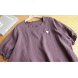 Японская футболка с коротким рукавом, с вышивкой, из хлопка и льна, оверсайз, свободный крой