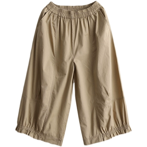 Японские штаны для отдыха, юбка, из хлопка и льна, свободный прямой крой