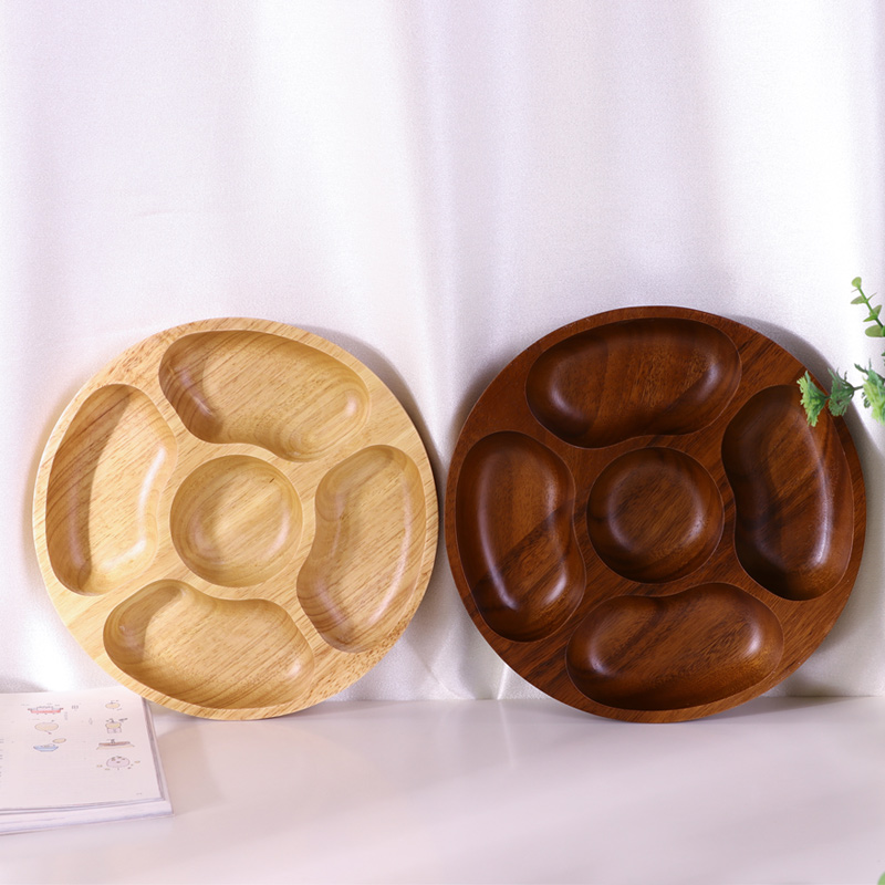 Happy wood Youtasting wood separation Wug fruit solid wood Candy Pan Round snacking pan Dried Fruit Pan Chinese