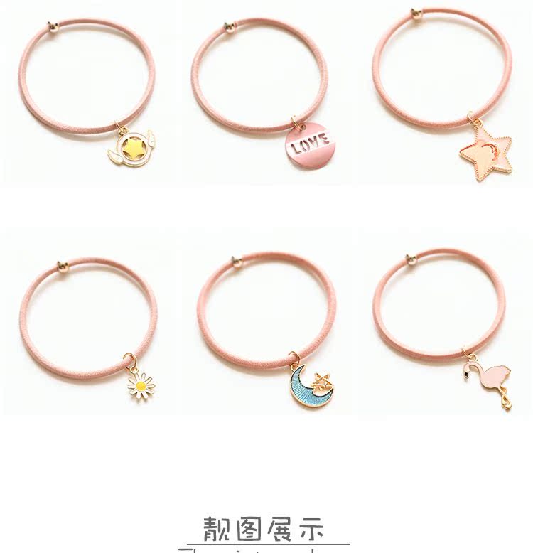 Phim hoạt hình Nhật Bản cô gái tóc màu hồng đơn giản dễ thương cánh sinh viên hoang dã tóc ban nhạc đàn hồi cao su ban đầu phụ kiện tóc kẹp tóc đính đá