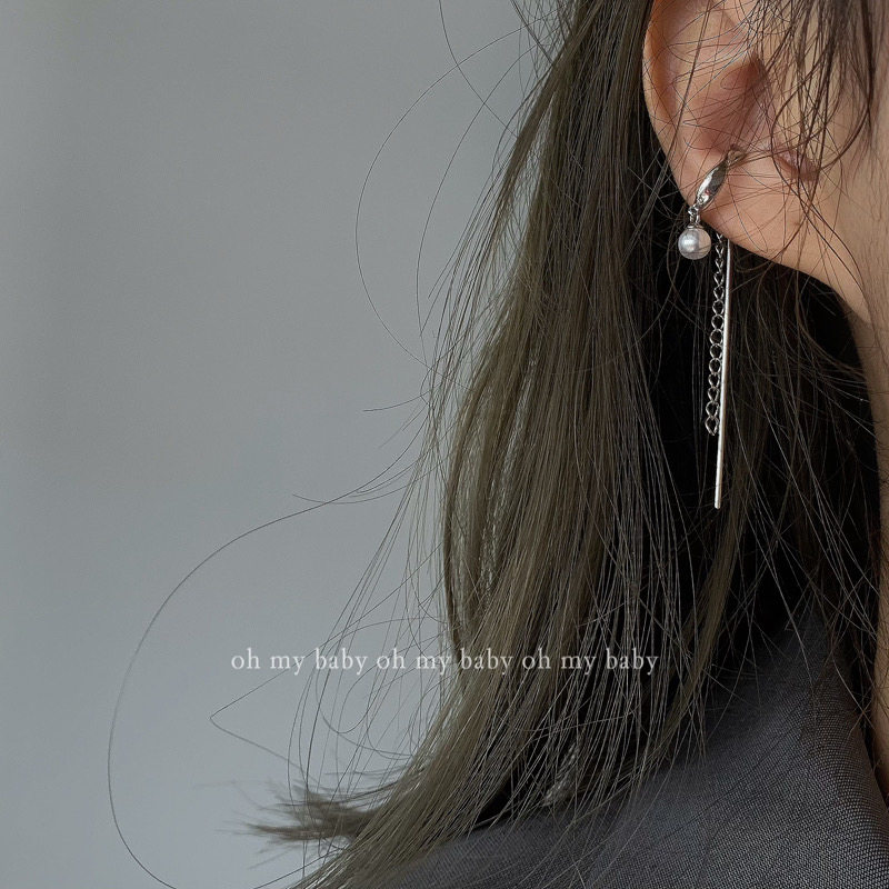 Pearl chain tassel ear bone clip Korea very simple and cold wind ins temperament all-match sweet and cool men and women without ear holes