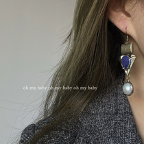 The sale is complete without earholes as well as a vintage retro long earrings earrings vintage blue pearls 