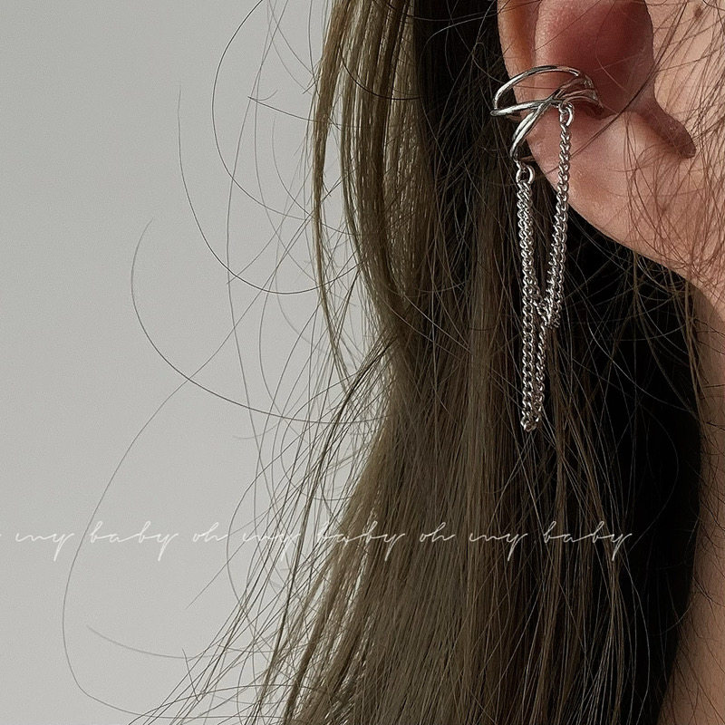 Coil chain ear bone clip without ear holes can be worn simple cold wind minimalist niche ins wind men and women