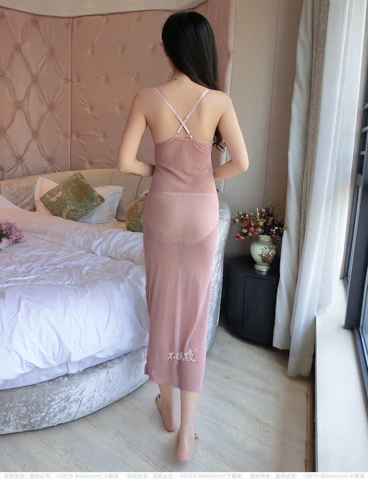 Đồ ngủ gợi cảm của phụ nữ mùa hè nóng dài phần siêu mỏng lưới sling váy ngủ cực quyến rũ áo ngủ 2 dây