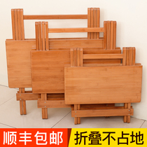  Nanzhu folding small square table Small table dining table Household dining table Simple solid wood rental house square dining table