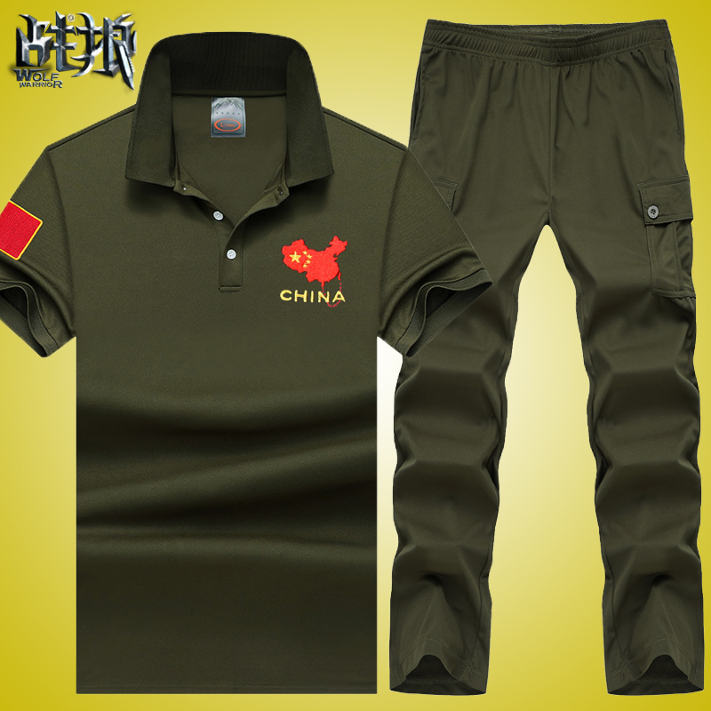 Embroidery China Special Soldiers Leisure Sports Suit Men Turned leader Discharged Commemorative Clothing combat training to wear summer short sleeves