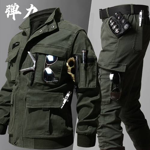 Износостойкая хлопковая эластичная элитная камуфляжная куртка для работы, комплект, защита от ожогов