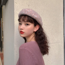 Hats female Korean sweet wool beret Japanese British retro woolen literary cute painter Bud hat tide