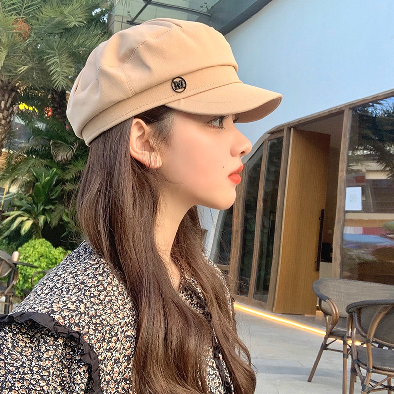 Fall/Winter 2021 New Product M Flat Top Navy Hat Small Fragrance Wind Show Face Small Retro Net Red Duck Tongue Beret Tide