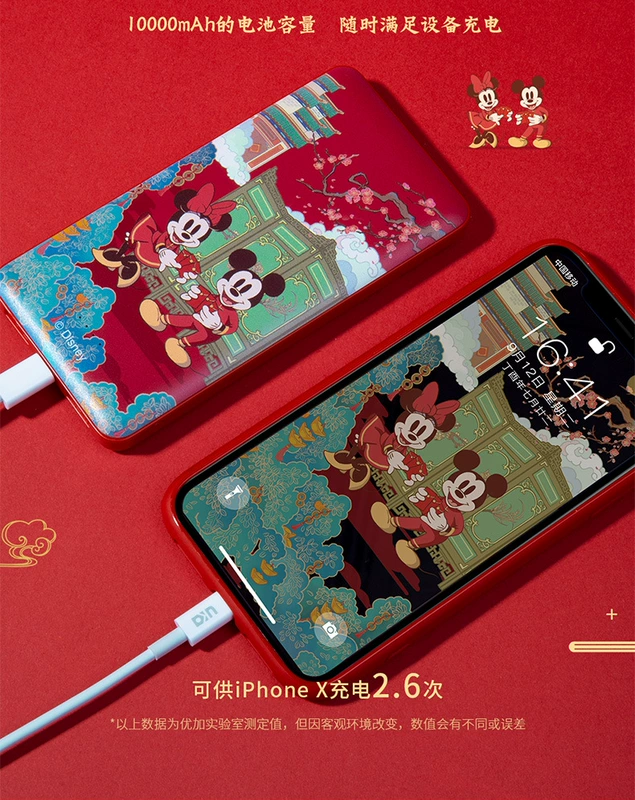 Disney Power Bank Chính hãng Chuột Mickey Phim hoạt hình Dễ thương Mobile Power Bank 10000mAh Quà tặng sinh nhật Cô gái - Ngân hàng điện thoại di động