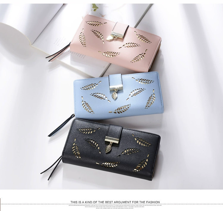 2018 thời trang new ladies 20% dài wallet hollow leaf purse cô gái wallet bag dài ly hợp túi