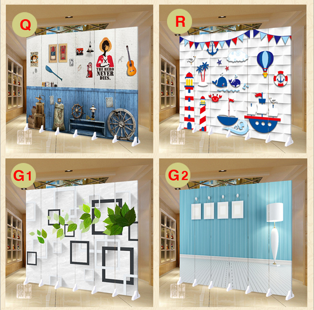 Màn hình retro châu Âu đơn giản thời trang màu xanh lá cây thanh cafe phòng khách gấp hàng rào màn hình có thể tháo rời - Màn hình / Cửa sổ vách ngăn cầu thang gỗ