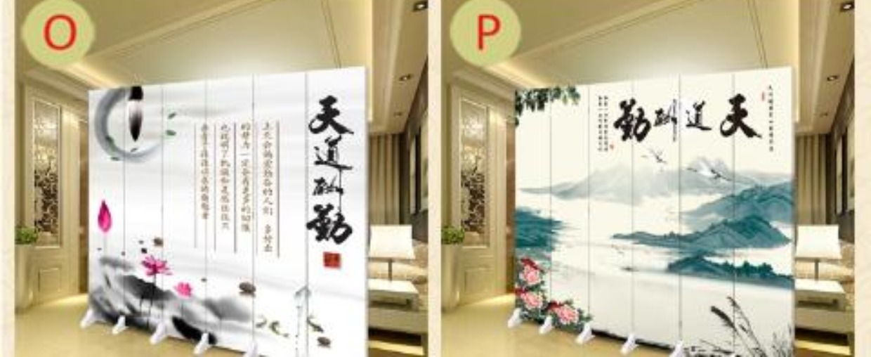 Màn hình đơn giản hiện đại vách ngăn vải gấp hiên nhà Màn hình di động chống nước phong cách Hoa mẫu đơn CY2 - Màn hình / Cửa sổ vách cầu thang gỗ đẹp