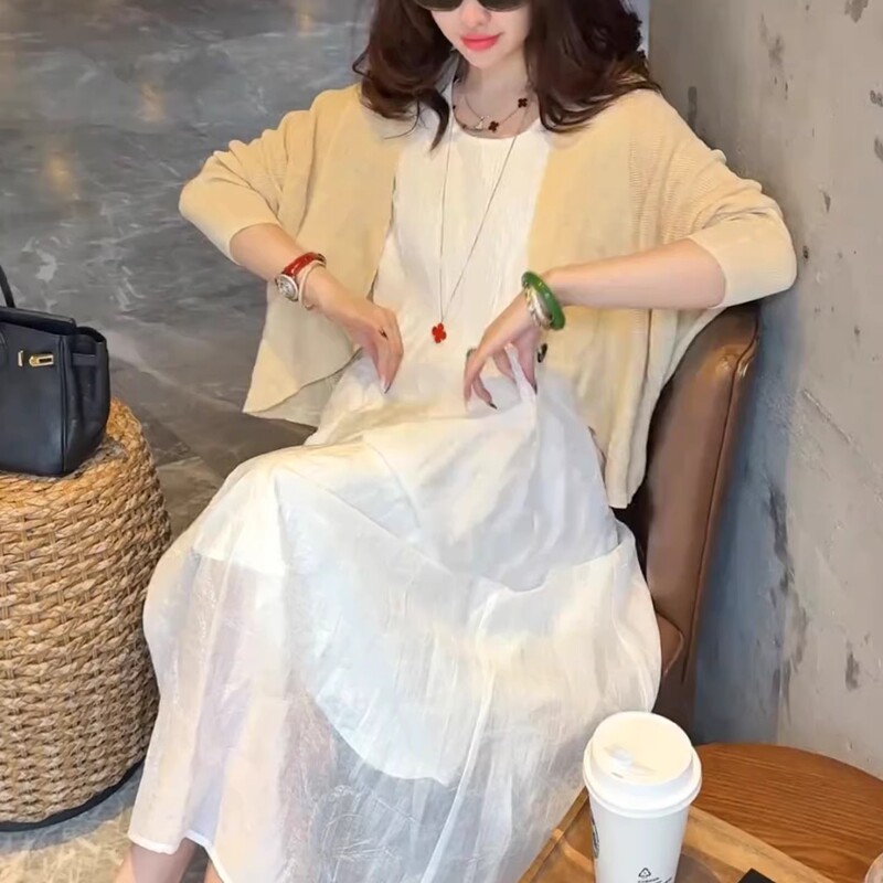 High-End, Elegant, Versatile, Age-Reducing Sleeveless Vest Dress for Women, 2026 Spring and Summer New Style Vest Dress, Sun Protection Cardigan